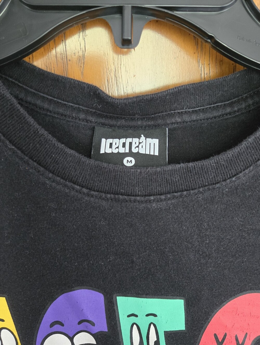 Icecream Black Tee with Multicolor Letter Faces - Picture 3 of 3